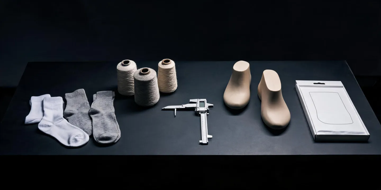 Sports sock material and measurement review workspace